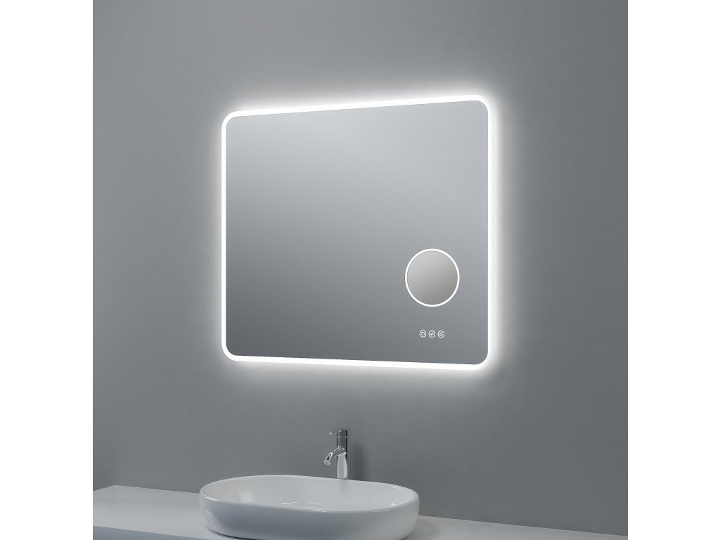 Zrkadlo s LED osvetlením, kozmetickým zrkadlom 5 x zoom, 600 x 700 mm, nastaviteľná teplota farby svetla