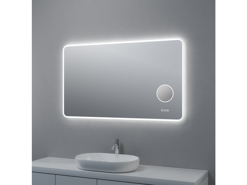 Zrkadlo s LED osvetlením, kozmetickým zrkadlom 5 x zoom, 1200 x 700 mm,  nastaviteľná teplota farby