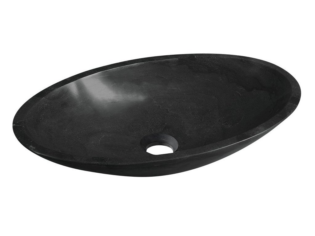 BLOK kamenné umývadlo 60x11x35 cm, čierny Marquin, matný - kupelne-online.sk