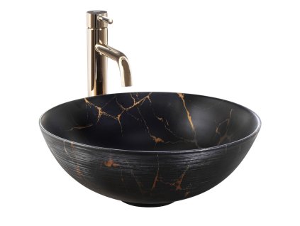 REA - Umyvadlo na desku Stella Black Marble Brush REA-U9086