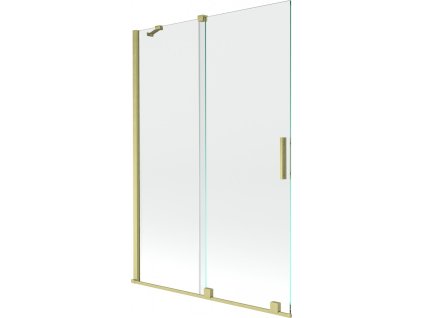 MEXEN/S - Velar Dvoukřídlá posuvná vanová zástěna 120 x 150 cm, transparent, zlatá kartáčovaná 896-120-000-01-55
