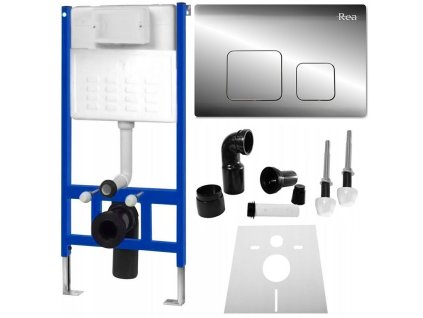 REA - Podomítkový modul pro WC závěsné mísy s tlačítkem F Chrome KPL-90010