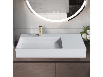 REA - Umyvadlo  Archi 90 CM White na desku - konglomerát REA-U4301