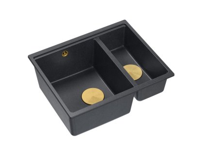 Quadron - Granitový dřez Logan 150 Black Metallic Měď HCQL5646U8-C1_U