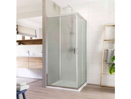 Sprchovací set: LIMA, obdĺžnik, 100x90 cm, chróm  ALU, sklo Point, vanička z liatého mramoru