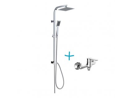 Sprchová súprava Quatro, plastová hlavová sprcha a jednopolohová ručná sprcha vrátane batérie Zuna