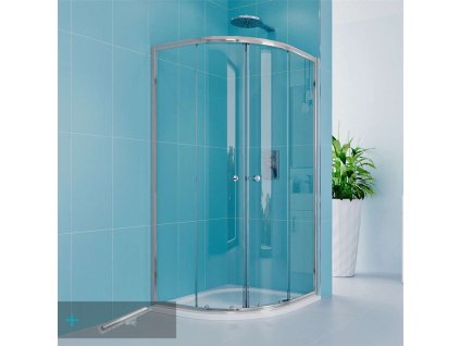 Sprchový set z Kory Lite, štvrťkruh, 90 cm, chróm ALU, sklo Číre a odtokového žľabu