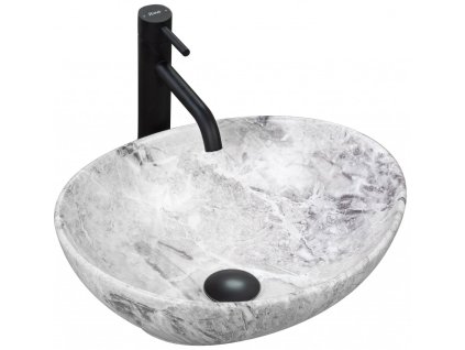 REA - Umyvadlo na desku Sofia Stone Marble 41x34,5 REA-U9908