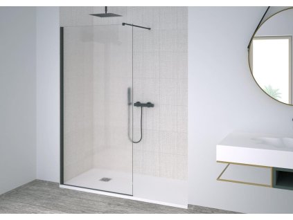 BE.COLORS WALK-IN, 150 cm, Reflex bezpečnostné sklo - 6 mm, 492 matt black