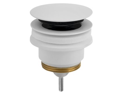 Umyvadlová výpust 5/4“, click-clack, veľká zátka, 10-45mm, biela mat