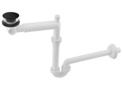 URBINO umývadlový sifón šetriaci miesto s click-clack výpustou, 5/4", odpad 32mm, čierna mat