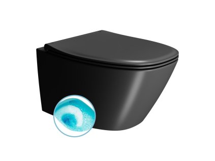 MODO závesná WC misa, Swirlflush, 37x54cm, čierna dual-mat