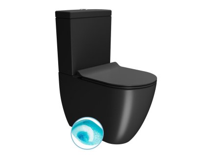 PURA WC kombi, Swirlflush, spodný/zadný odpad, čierna dual-mat