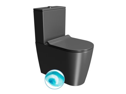 KUBE X WC kombi, Swirlflush, spodný/zadý odpad, čierna dual-mat