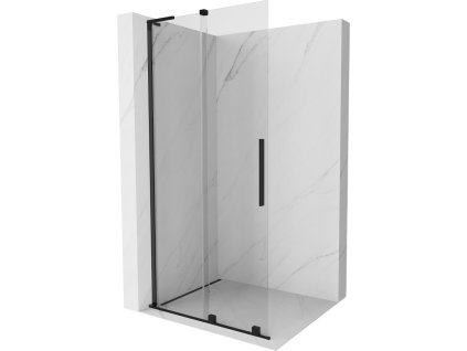 MEXEN/S - Velar L Sprchová zástěna posuvná Walk-in 90 x 200 cm, transparent 8 mm, černá 871-090-003-03-70