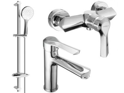MEXEN/S - Saber DB74 Set umyvadlové a sprchové baterie s příslušenstvím, chrom 72104DB74-00