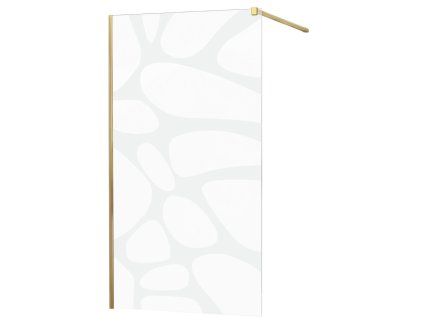 MEXEN/S - KIOTO Sprchová zástěna WALK-IN 90x200 cm 8 mm, zlatá, bílý vzor 800-090-101-50-97