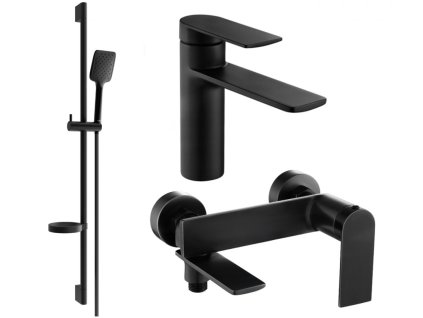 MEXEN/S - Zero SET umyvadlová + vanová baterie s příslušenstvím DS62, černá 71103DS62-70