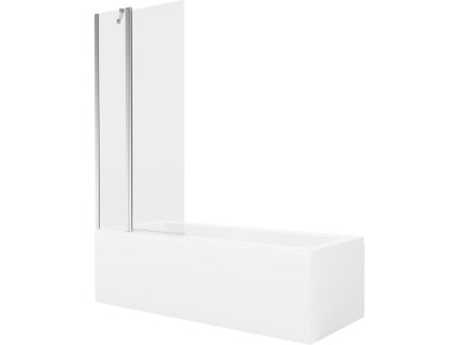 MEXEN/S - Cubik obdélníková vana 170 x 70 cm s panelem + vanová zástěna 80 cm, transparent, chrom 550317070X9408110100