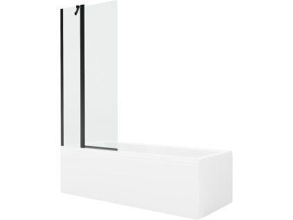 MEXEN/S - Cubik obdélníková vana 170 x 70 cm s panelem + vanová zástěna 80 cm, transparent, černá 550317070X9408117000