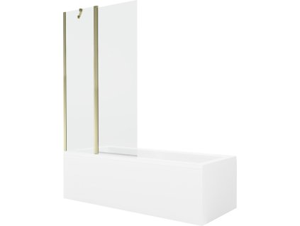 MEXEN/S - Cubik obdélníková vana 170 x 70 cm s panelem + vanová zástěna 100 cm, transparent, zlatá 550317070X9410115000