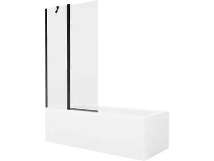 MEXEN/S - Cubik obdélníková vana 170 x 70 cm s panelem + vanová zástěna 100 cm, transparent, černá 550317070X9410117000