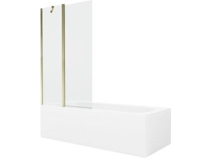 MEXEN/S - Vega obdélníková vana 150 x 70 cm s panelem + vanová zástěna 100 cm, transparent, zlatá - 5905315206596 550115070X9410115000