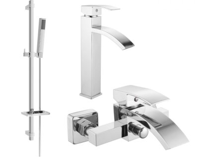 MEXEN/S - Libra DQ77 Set umyvadlové a vanové baterie s příslušenstvím, chrom 745113DQ77-00