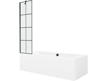 MEXEN/S - Cube obdélníková vana 170 x 80 cm s panelem + vanová zástěna 50 cm, černá vzor 550517080X9505007077