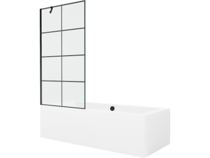 MEXEN/S - Cube obdélníková vana 170 x 80 cm s panelem + vanová zástěna 90 cm, černá vzor 550517080X9509007077