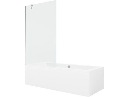 MEXEN/S - Cube obdélníková vana 170 x 80 cm s panelem + vanová zástěna 100 cm, transparent, chrom 550517080X9510000001
