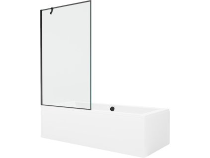 MEXEN/S - Cube obdélníková vana 170 x 80 cm s panelem + vanová zástěna 100 cm, černá vzor 550517080X9510007070