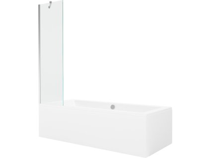 MEXEN/S - Cube obdélníková vana 180 x 80 cm s panelem + vanová zástěna 50 cm, transparent, chrom 550518080X9505000001
