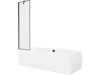 MEXEN/S - Cube obdélníková vana 180 x 80 cm s panelem + vanová zástěna 50 cm, černá vzor 550518080X9505007070