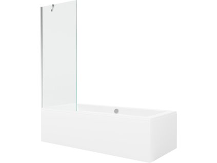 MEXEN/S - Cube obdélníková vana 180 x 80 cm s panelem + vanová zástěna 70 cm, transparent, chrom 550518080X9507000001