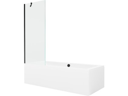 MEXEN/S - Cube obdélníková vana 180 x 80 cm s panelem + vanová zástěna 70 cm, transparent, černá 550518080X9507000070