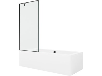 MEXEN/S - Cube obdélníková vana 180 x 80 cm s panelem + vanová zástěna 80 cm, černá vzor 550518080X9508007070