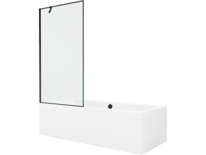 MEXEN/S - Cube obdélníková vana 180 x 80 cm s panelem + vanová zástěna 90 cm, černá vzor 550518080X9509007070