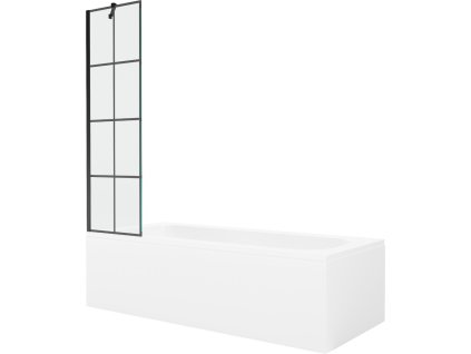 MEXEN/S - Vega obdélníková vana 150 x 70 cm s panelem + vanová zástěna 50 cm, černá vzor 550115070X9505007077