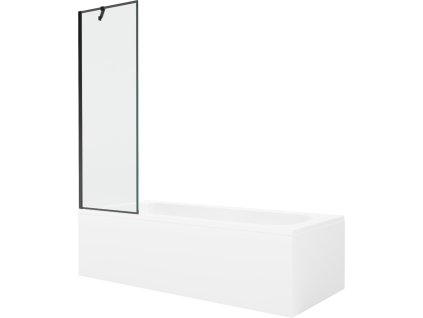 MEXEN/S - Vega obdélníková vana 150 x 70 cm s panelem + vanová zástěna 60 cm, černá vzor 550115070X9506007070