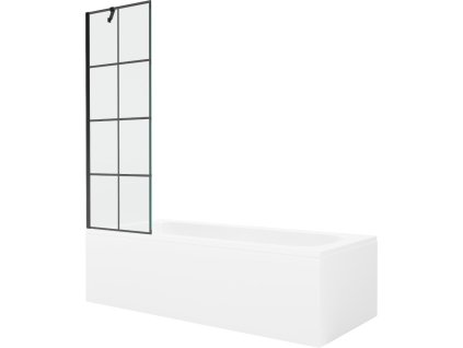 MEXEN/S - Vega obdélníková vana 150 x 70 cm s panelem + vanová zástěna 60 cm, černá vzor 550115070X9506007077