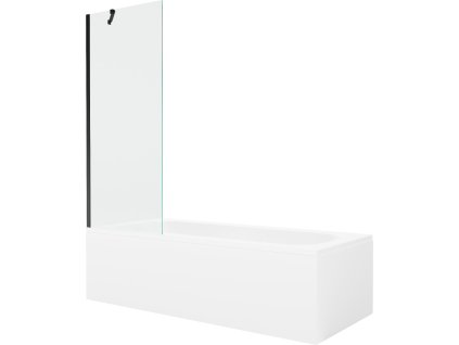 MEXEN/S - Vega obdélníková vana 150 x 70 cm s panelem + vanová zástěna 70 cm, transparent, černá 550115070X9507000070