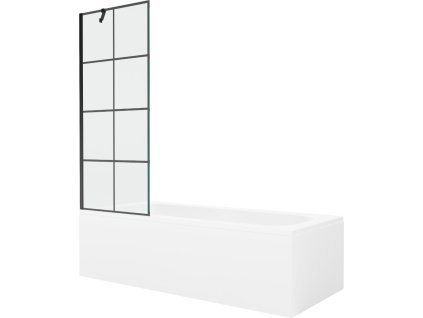 MEXEN/S - Vega obdélníková vana 150 x 70 cm s panelem + vanová zástěna 70 cm, černá vzor 550115070X9507007077