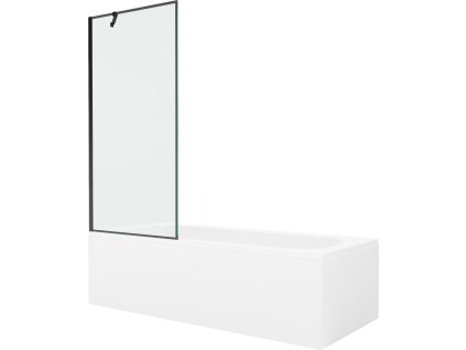 MEXEN/S - Vega obdélníková vana 150 x 70 cm s panelem + vanová zástěna 80 cm, černá vzor 550115070X9508007070