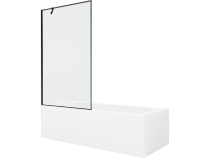 MEXEN/S - Vega obdélníková vana 150 x 70 cm s panelem + vanová zástěna 100 cm, černá vzor 550115070X9510007070