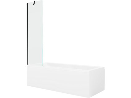MEXEN/S - Cubik obdélníková vana 170 x 70 cm s panelem + vanová zástěna 50 cm, transparent, černá 550317070X9505000070