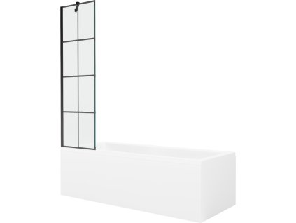 MEXEN/S - Cubik obdélníková vana 170 x 70 cm s panelem + vanová zástěna 50 cm, černá vzor 550317070X9505007077
