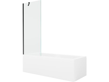 MEXEN/S - Cubik obdélníková vana 170 x 70 cm s panelem + vanová zástěna 70 cm, transparent, černá 550317070X9507000070