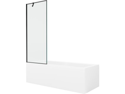MEXEN/S - Cubik obdélníková vana 170 x 70 cm s panelem + vanová zástěna 70 cm, černá vzor 550317070X9507007070