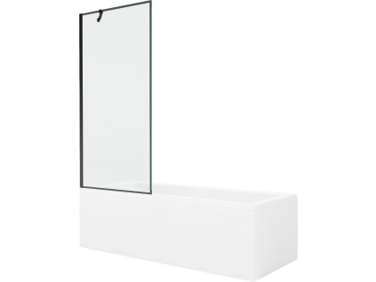MEXEN/S - Cubik obdélníková vana 170 x 70 cm s panelem + vanová zástěna 80 cm, černá vzor 550317070X9508007070